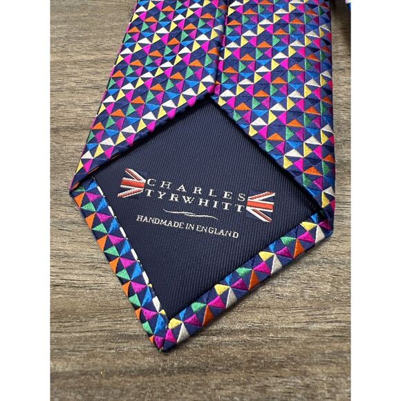 Charles Tyrwhitt 100% Silk Tie Geometric Multicolor - Picture 4 of 5